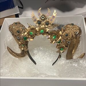 Gold and Green Embellished Headpiece